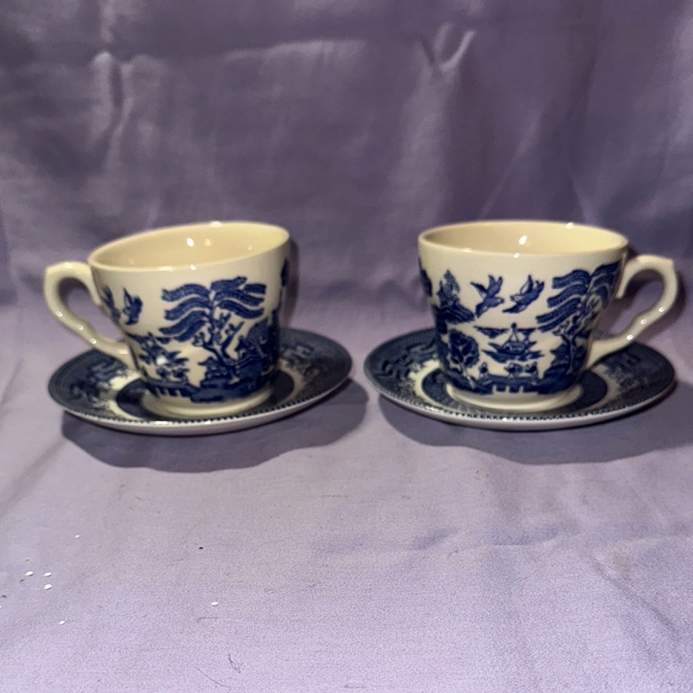 Blue and White Floral Dining Mugs